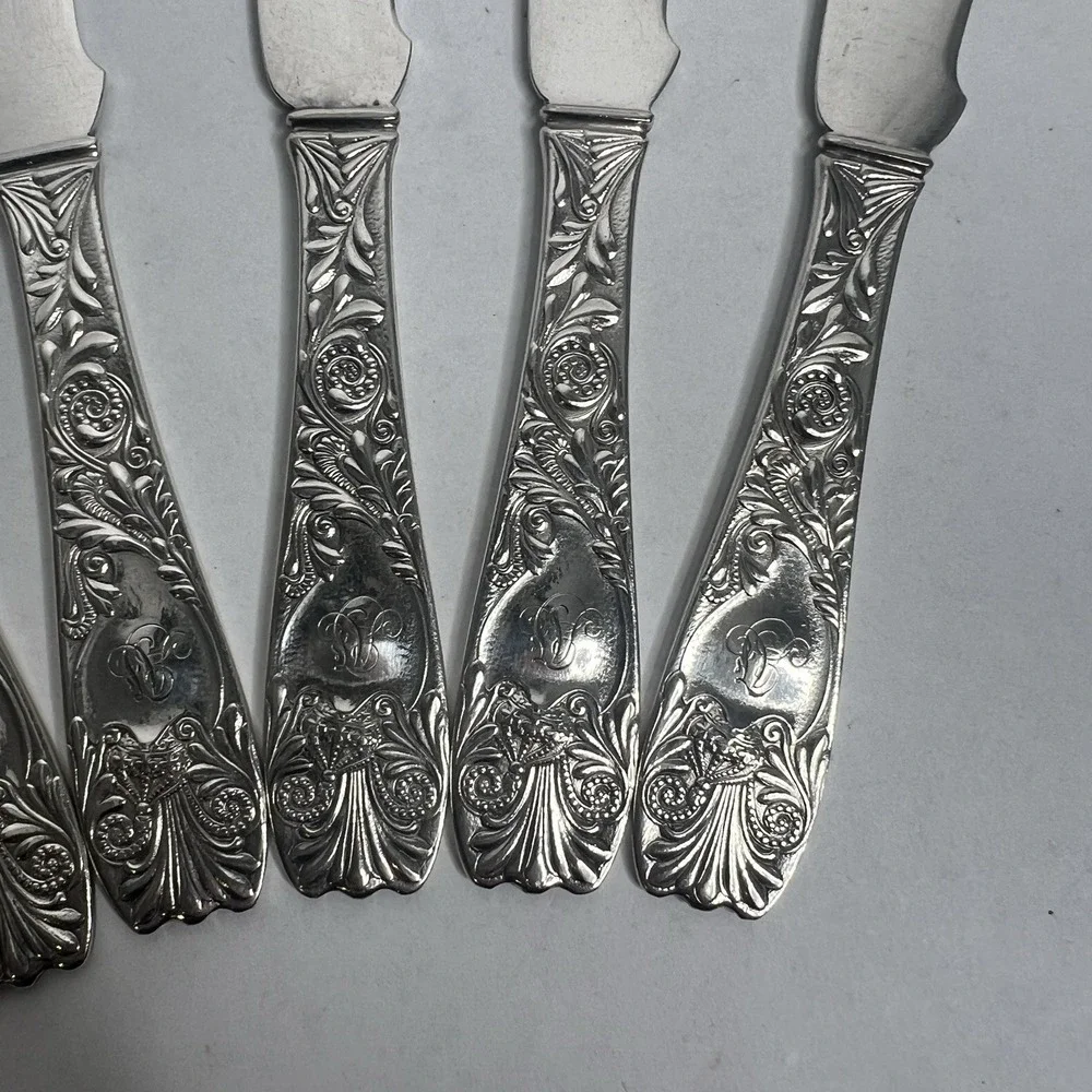Gorham Silver Silverplate 1888 ROYAL Flat Handle Master Butter Knife Set 8 GSROY